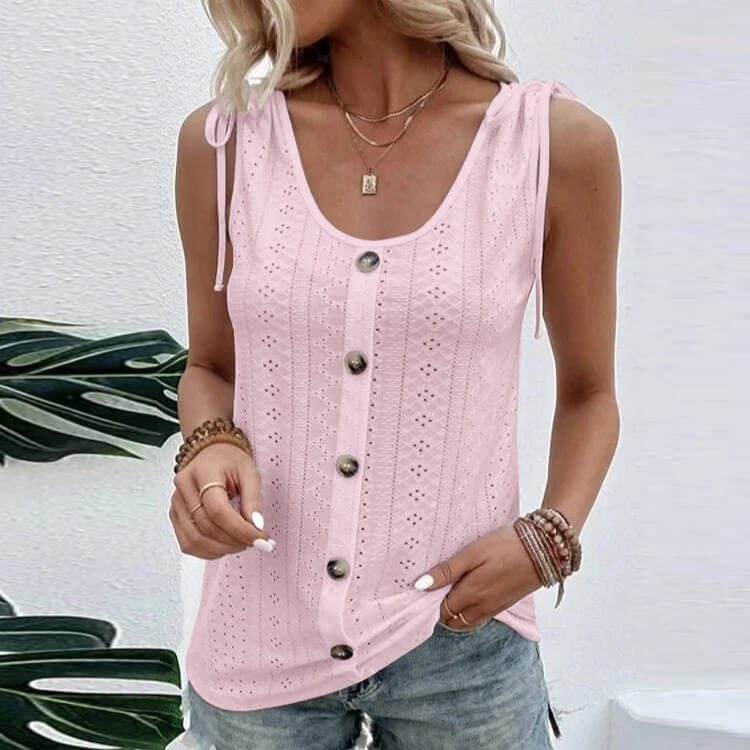 Éliane Eyelet Button-Up Top