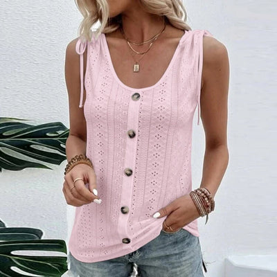 Éliane Eyelet Button-Up Top