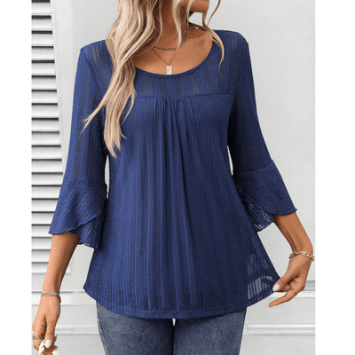 Elora Pleated Bell-Sleeve Blouse
