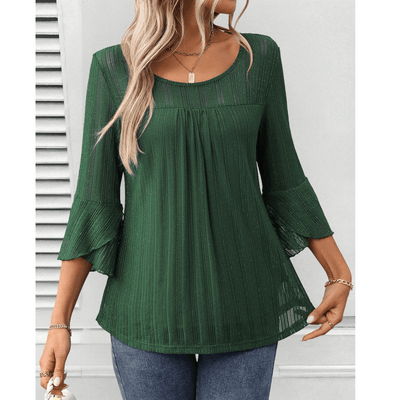 Elora Pleated Bell-Sleeve Blouse