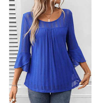 Elora Pleated Bell-Sleeve Blouse