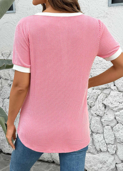 Callie Waffle Knit Henley Tee