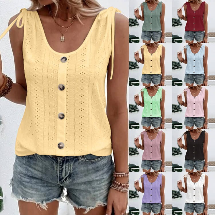 Éliane Eyelet Button-Up Top