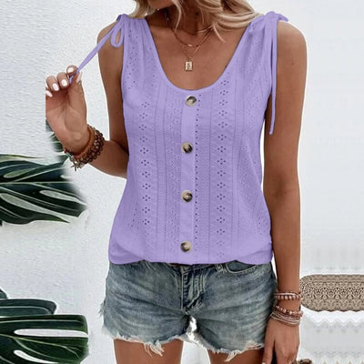 Éliane Eyelet Button-Up Top