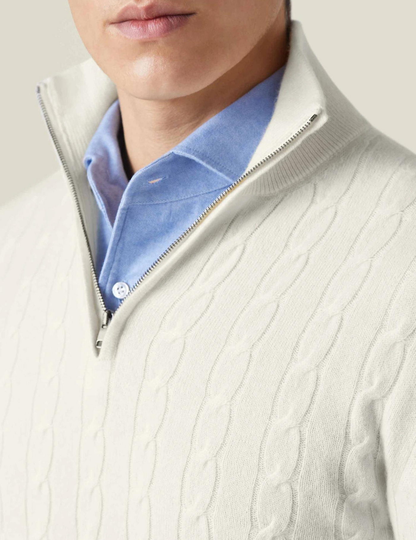 Aslan | Cable Knit Zipper Sweater