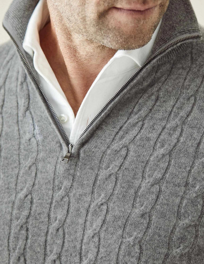 Aslan | Cable Knit Zipper Sweater
