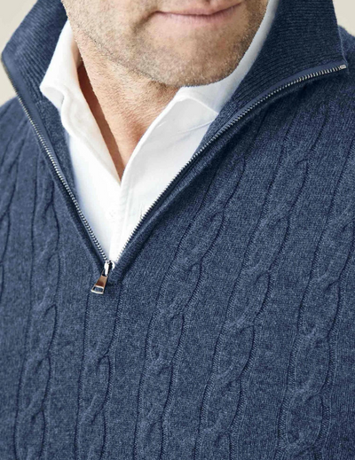 Aslan | Cable Knit Zipper Sweater