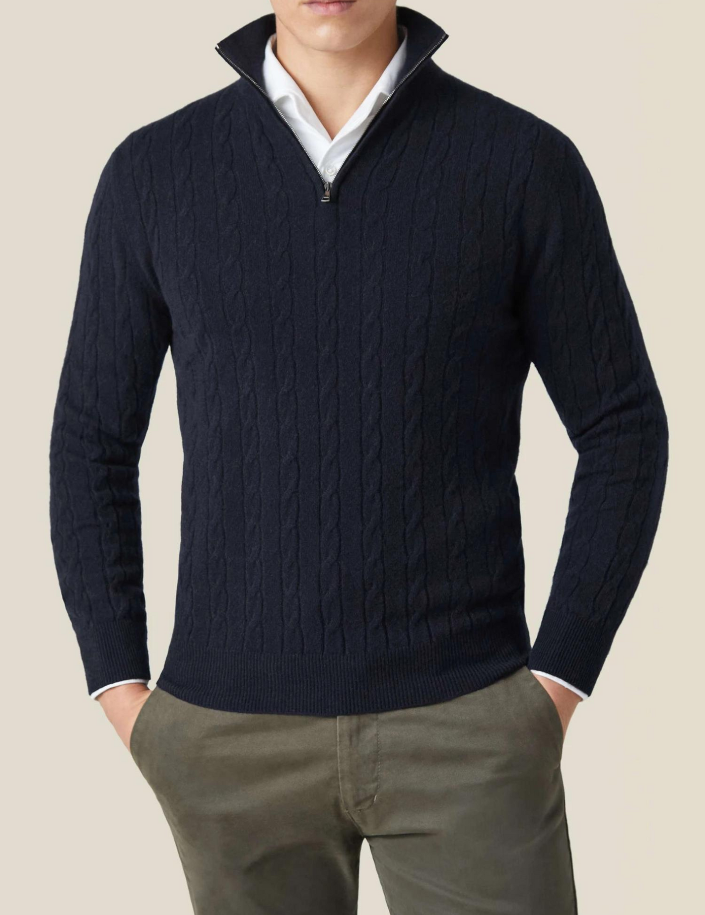 Aslan | Cable Knit Zipper Sweater