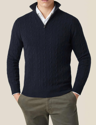 Aslan | Cable Knit Zipper Sweater