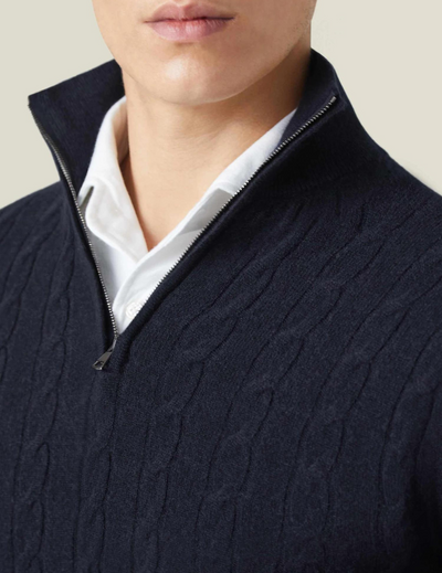 Aslan | Cable Knit Zipper Sweater