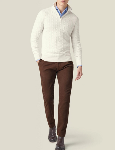 Aslan | Cable Knit Zipper Sweater