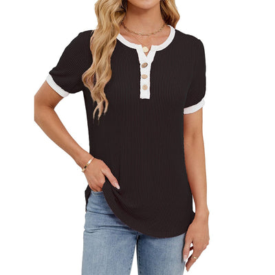 Callie Waffle Knit Henley Tee