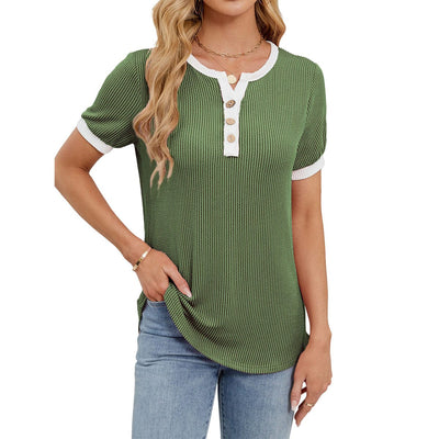 Callie Waffle Knit Henley Tee