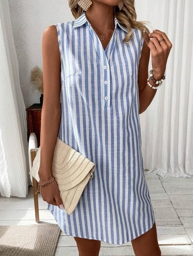 Laurienne Striped Shirt Dress