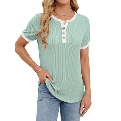Callie Waffle Knit Henley Tee