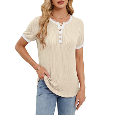 Callie Waffle Knit Henley Tee