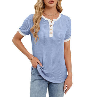 Callie Waffle Knit Henley Tee