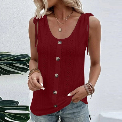 Éliane Eyelet Button-Up Top