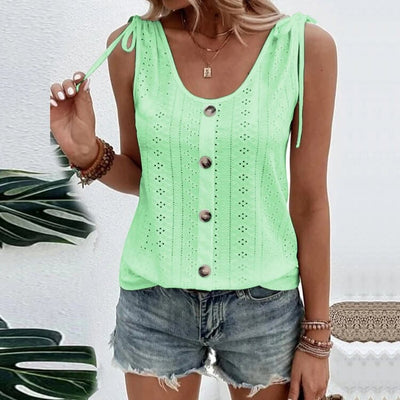 Éliane Eyelet Button-Up Top