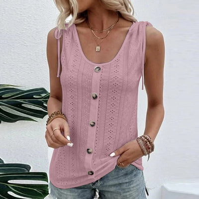Éliane Eyelet Button-Up Top
