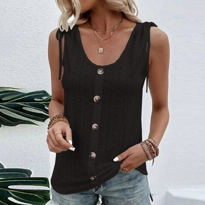 Éliane Eyelet Button-Up Top