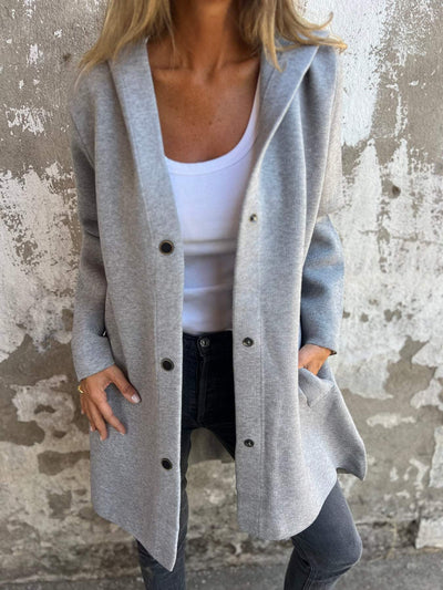 Ella - stylish single-breasted hooded jacket